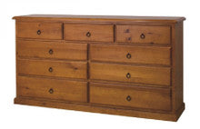 CRONULLA (CR7249) 9 DRAWER LOWBOY CHEST - 950(H) x 1800(W) - BALTIC , WALNUT OR GREYWASH