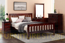 CRONULLA (CRQB) DOUBLE OR QUEEN 5 PIECE (DRESSER) BEDROOM SUITE - BALTIC , WALNUT (PICTURED) OR GREYWASH