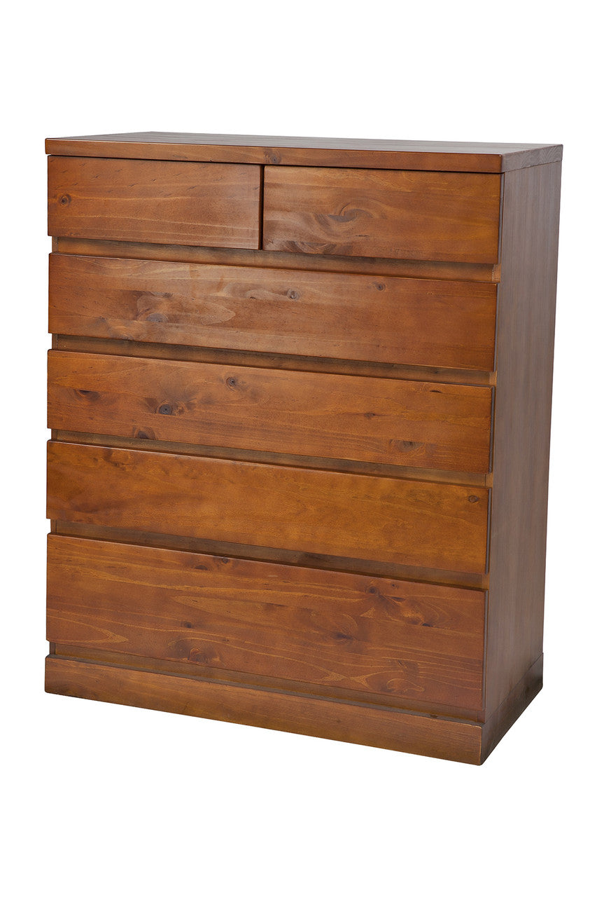 FLETCHER TALLBOY - 6 DRAWER - 1050(H) x 850(W) - GOLDEN BROWN