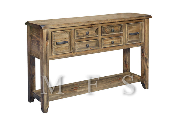 PINELANDS 6 DRAWER HALL TABLE (HTG6DHT) - 925(H) X 1520(W) X 390(D) - GREY WASH (#501) , WALNUT (219)