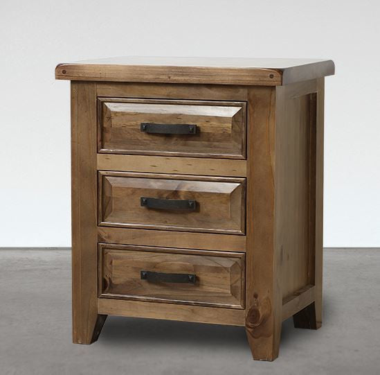 Sydneyside 3 Drawer Bedside Table (HTG183) - 690(H) X 590(W) - Grey Wash (#501)
