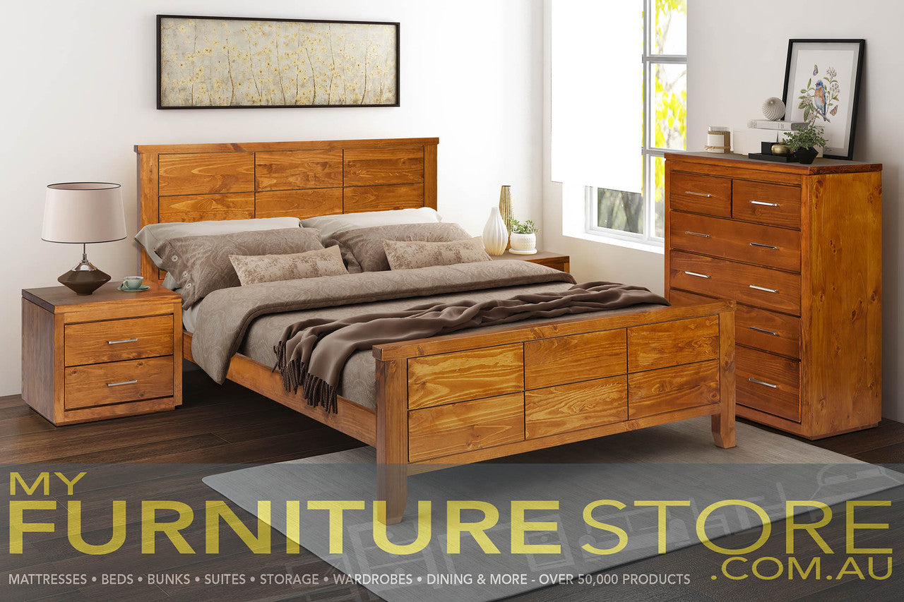 NARRABEEN (14-15-15-20-21-18-5) DOUBLE OR QUEEN 3 PIECE (BEDSIDE) BEDROOM SUITE - BALTIC (#215) - (PICTURED) , WALNUT(#219) OR GREYWASH (#501)