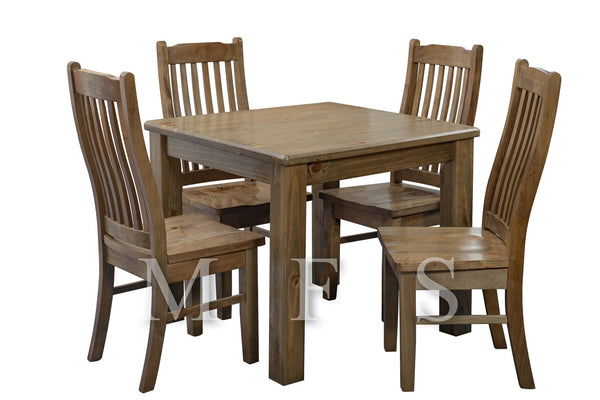 VERITY (VT RANGE) 5 PIECE DINING SETTING WITH NON-TAPERED SQUARE LEGS - 900(W) x 900(D) - BALTIC , WALNUT , GREYWASH (501)