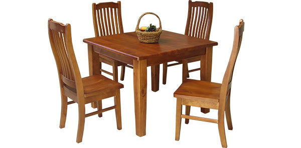 VERITY (VT RANGE) 5 PIECE DINING SETTING WITH NON-TAPERED SQUARE LEGS - 900(W) x 900(D) - BALTIC , WALNUT , GREYWASH (501)
