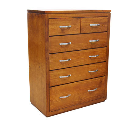 NOOTURE / NARRABEEN 6 DRAWER TOP SPLIT TALLBOY (NTR3451) - 1150(H) X 850(W) - BALTIC (#215) (PICTURED) , WALNUT (#219) OR GREYWASH (#501)