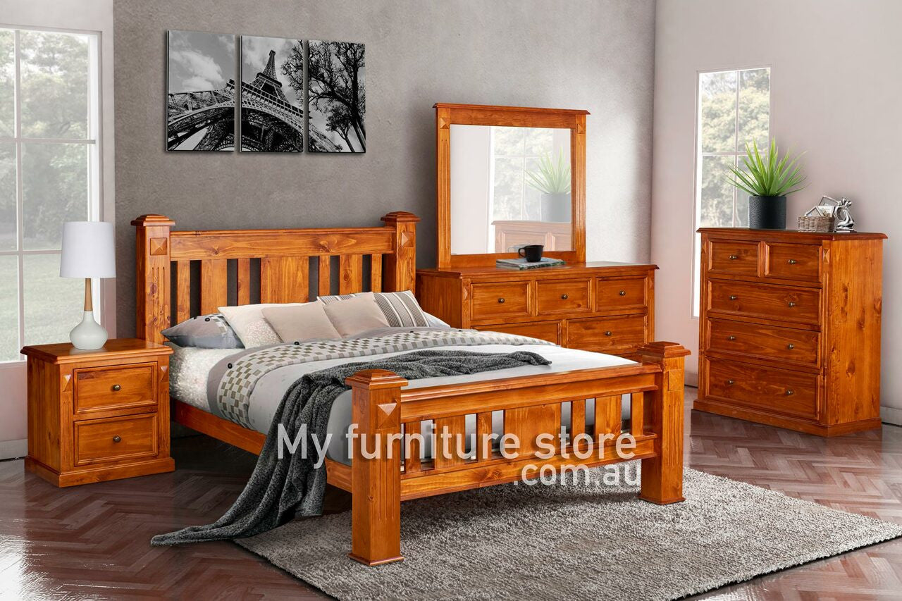 DOUBLE LEGIONS TIMBER BED FRAME - NUTMEG