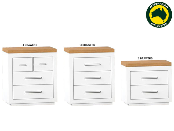 NARRABEEN (AUSSIE MADE) BEDSIDE TABLE WITH FLOATING BASE COLLECTION - ASSORTED PAINTED / STAINED COLOURS