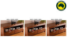 NEVADA (AUSSIE MADE) TV ENTERTAINMENT UNIT WITH 2 DRAWERS / 1 OPEN SHELF COLLECTION - ASSORTED STAINED COLOURS - STARTING FROM $599