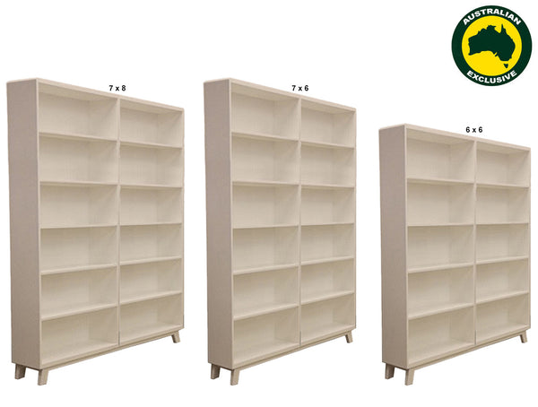 NEWPORT (AUSSIE MADE) TWIN HIGHLINE BOOKCASE COLLECTION - ASSORTED PAINTED COLOURS