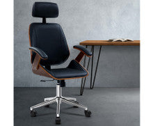 AURIELLE WOODEN EXECUTIVE OFFICE CHAIR - BLACK