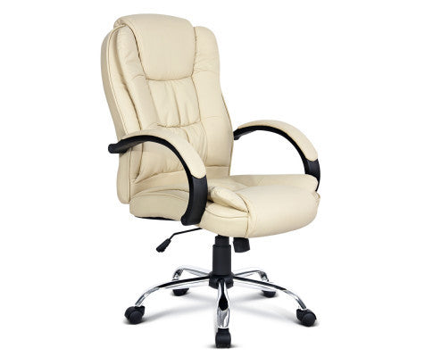 ARCELLI PU LEATHER EXECUTIVE OFFICE CHAIR - BEIGE