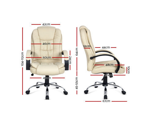 ARCELLI PU LEATHER EXECUTIVE OFFICE CHAIR - BEIGE