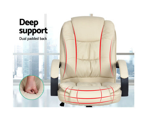 ARCELLI PU LEATHER EXECUTIVE OFFICE CHAIR - BEIGE