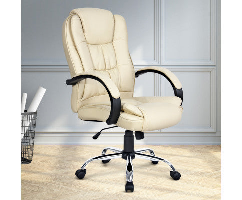 ARCELLI PU LEATHER EXECUTIVE OFFICE CHAIR - BEIGE