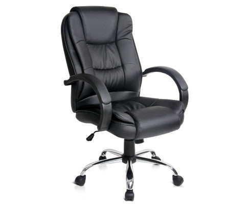 ARCELLI LEATHERETTE EXECUTIVE OFFICE CHAIR - BLACK