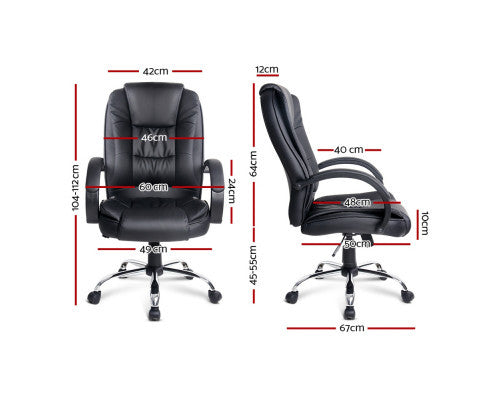ARCELLI LEATHERETTE EXECUTIVE OFFICE CHAIR - BLACK