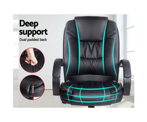 ARCELLI LEATHERETTE EXECUTIVE OFFICE CHAIR - BLACK