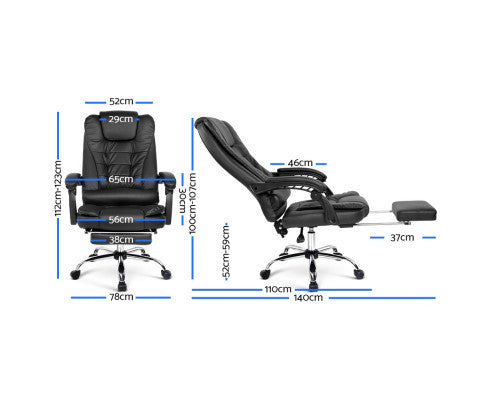 VANADEY RECLINING OFFICE CHAIR WITH FOOTREST - BLACK