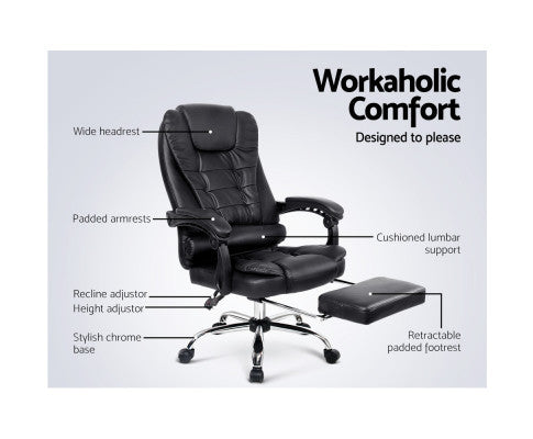 VANADEY RECLINING OFFICE CHAIR WITH FOOTREST - BLACK
