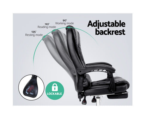 VANADEY RECLINING OFFICE CHAIR WITH FOOTREST - BLACK