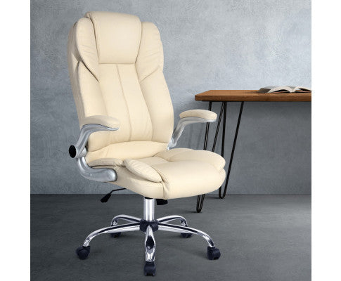 MELLIAN PU LEATHER EXECUTIVE OFFICE CHAIR - BEIGE