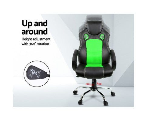 OTSANA PU LEATHER RACING STYLE OFFICE CHAIR - BLACK & GREEN