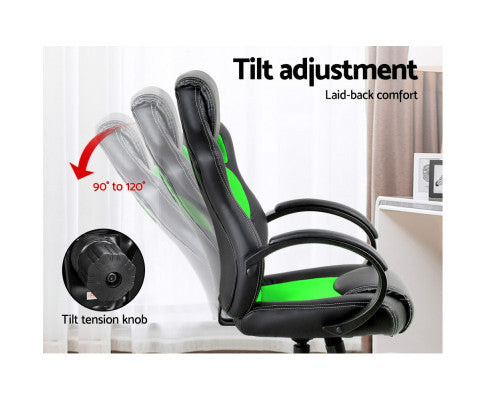 OTSANA PU LEATHER RACING STYLE OFFICE CHAIR - BLACK & GREEN