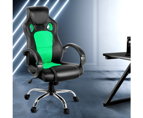 OTSANA PU LEATHER RACING STYLE OFFICE CHAIR - BLACK & GREEN