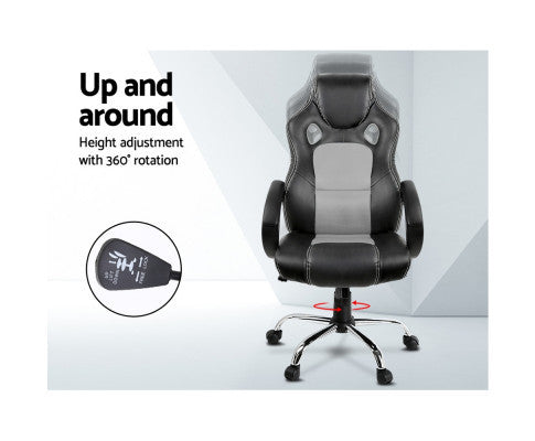 OTSANA PU LEATHER RACING STYLE OFFICE CHAIR - BLACK & GREY