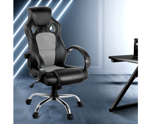 OTSANA PU LEATHER RACING STYLE OFFICE CHAIR - BLACK & GREY