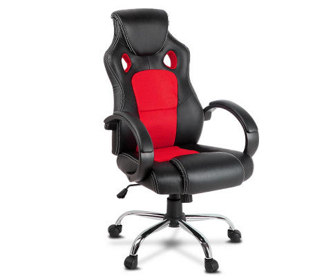 OTSANA PU LEATHER RACING STYLE OFFICE CHAIR - BLACK & RED