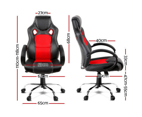 OTSANA PU LEATHER RACING STYLE OFFICE CHAIR - BLACK & RED