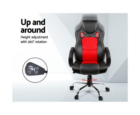 OTSANA PU LEATHER RACING STYLE OFFICE CHAIR - BLACK & RED
