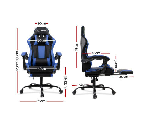ALARICK OFFICE COMPUTER RACER GAMING CHAIR - BLACK & BLUE