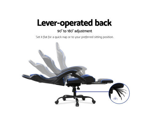 ALARICK OFFICE COMPUTER RACER GAMING CHAIR - BLACK & BLUE