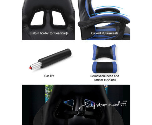 ALARICK OFFICE COMPUTER RACER GAMING CHAIR - BLACK & BLUE