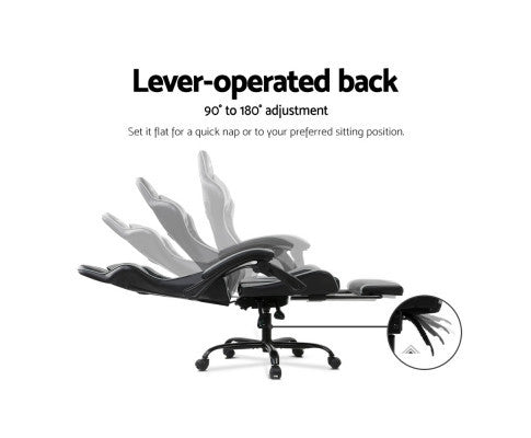 ALARICK OFFICE COMPUTER RACER GAMING CHAIR - BLACK & GREY