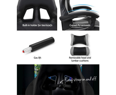 ALARICK OFFICE COMPUTER RACER GAMING CHAIR - BLACK & GREY
