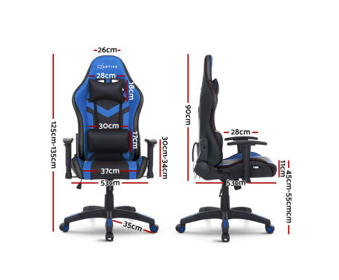 TEARNEY OFFICE COMPUTER CHAIR WITH LED LIGHTS - BLACK & BLUE