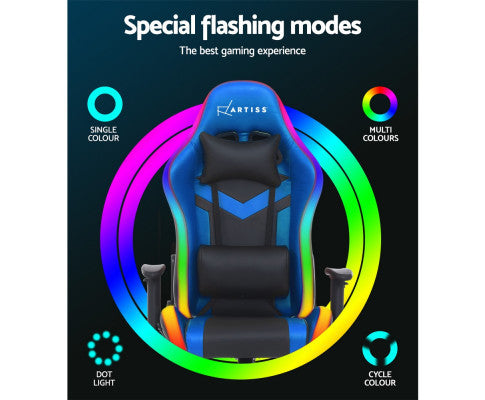 TEARNEY OFFICE COMPUTER CHAIR WITH LED LIGHTS - BLACK & BLUE