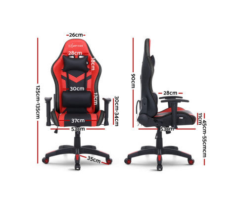 TEARNEY OFFICE COMPUTER CHAIR WITH LED LIGHTS - BLACK & RED