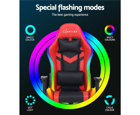 TEARNEY OFFICE COMPUTER CHAIR WITH LED LIGHTS - BLACK & RED