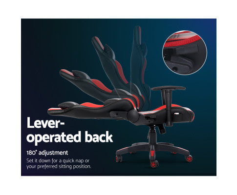 TEARNEY OFFICE COMPUTER CHAIR WITH LED LIGHTS - BLACK & RED