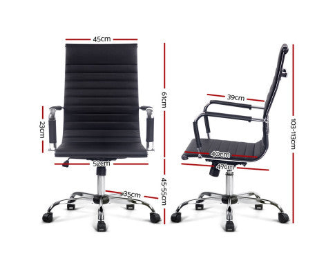 VEGAS LEATHERETTE HIGH BACK EXECUTIVE OFFICE CHAIR - BLACK