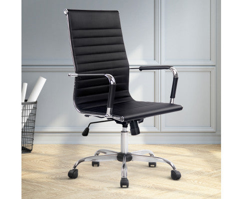 VEGAS LEATHERETTE HIGH BACK EXECUTIVE OFFICE CHAIR - BLACK