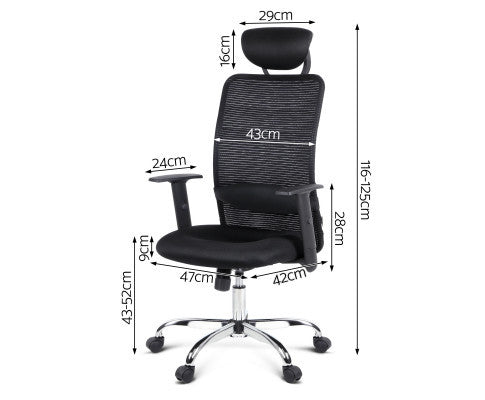 BECKHAM HIGH BACK OFFICE CHAIR - BLACK