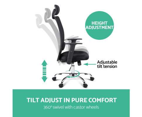 BECKHAM HIGH BACK OFFICE CHAIR - BLACK