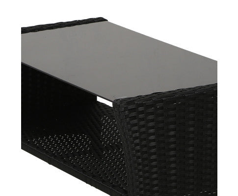 SIMONE OUTDOOR 4 PIECE RATTAN LOUNGE SET - BLACK