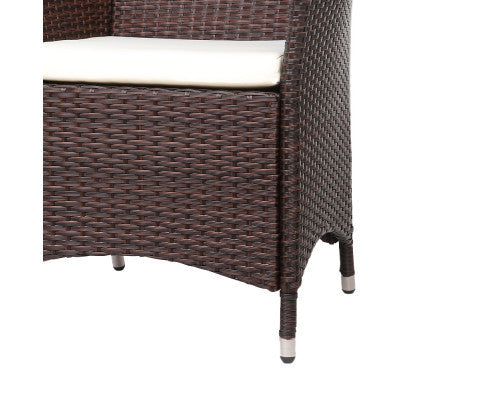 MALLORY 3 PIECE OUTDOOR WICKER LOUNGE SETTING - BROWN