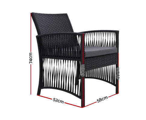 ALLEGRA (SET OF 2) OUTDOOR DINING CHAIR - BLACK